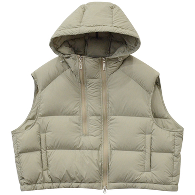 333sss~ 圆鼓鼓～无胆防绒0压感连帽无袖羽绒背心马甲女冬可外穿