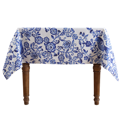 中国风棉麻定制餐桌布青花桌布