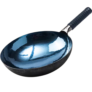 正品章丘手工铁锅炒菜锅官方老式熟铁炒锅家用无涂层不粘锅烤蓝锅