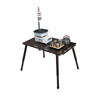 户外可折叠便携铝合金升降四折叠液压桌露营野餐桌子轻量化装备桌