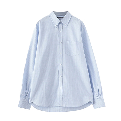 长袖棉衬衫BM条纹休闲百搭宽松