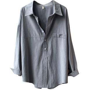 衬衫女秋2026设计感小众轻熟亚麻棉麻料廓形长袖洋气内搭外穿衬衣