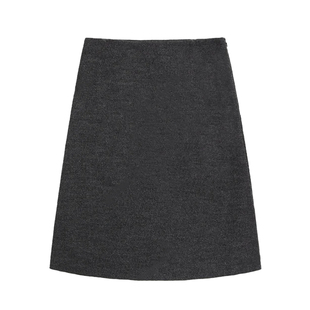 OKOKLOVEU“简约老钱”羊毛混纺柔韧织带微A半身裙女韩版高腰裙子