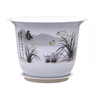 【卖爆了】春夏秋冬23口径18高仿陶瓷高档树脂花盆加厚长寿抗晒