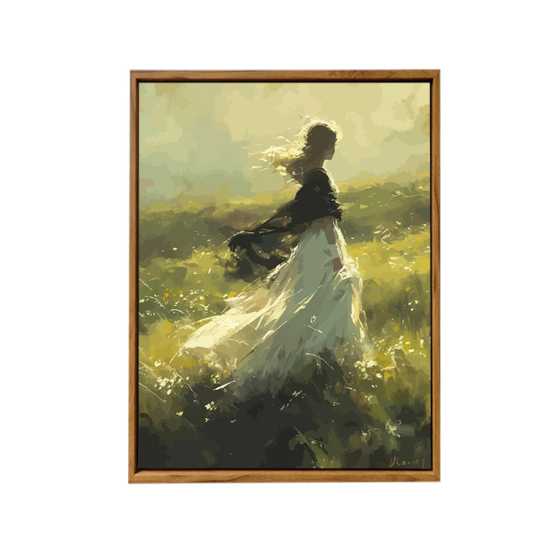 春天少女莫奈风数字油画DIY