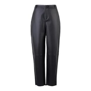 海宁真皮皮裤女绵羊皮2025秋季百搭高腰显瘦萝卜裤宽松九分烟管裤