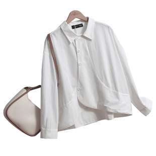 MASE/棉白衬衫女长袖秋季上衣服休闲高级感衬衣女款新款外穿