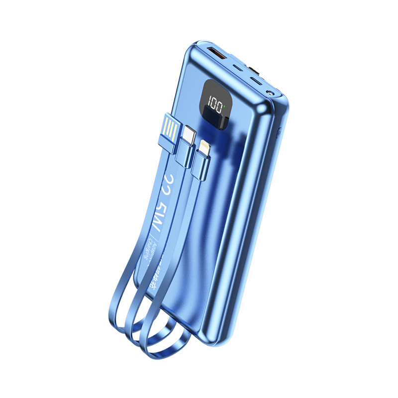 【充电宝3C认证可上飞机】2025新款快充充电宝自带线适用苹果20000毫安移动电源金属感便携官方正品三CCC标识