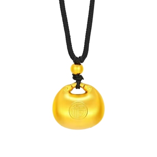 潮宏基传家宝小胖福黄金项链吊坠足金坠链古法女金坨坨空心 计价