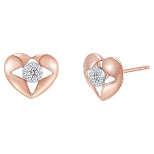 瑞恩钻饰天然真钻18K玫瑰金耳钉小众高级感轻奢女耳饰新年礼物