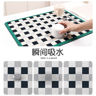 厨房台面沥水垫子碗盘干燥垫免洗吧台隔热垫卡通S杯子硅藻泥吸水
