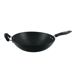 富硒康好嫂子硬质氧化圆底炒锅不生锈轻便无涂层炒菜锅燃气炉适用