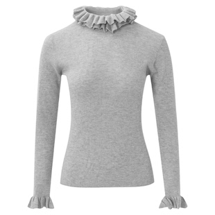 ON&ON/安乃安2025冬季新款韩系甜美减龄荷叶双层领针织打底衫