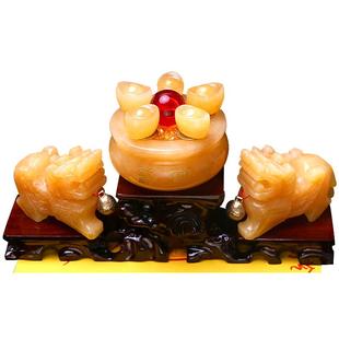 貔貅摆件聚宝盆元宝天然黄玉石客厅卧室玄关办公家用店铺开业礼品