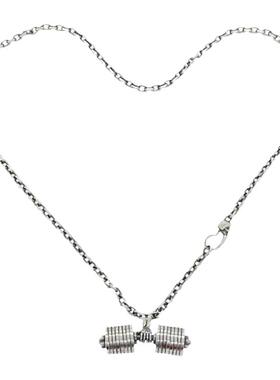 骷髅925银手工哑铃项链太角链男