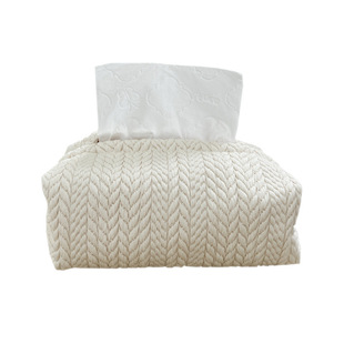 北欧ins麦穗纹理抽纸盒日系极简奶油系布艺纸巾盒车用纸巾收纳盒