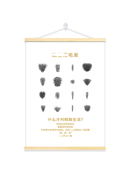素描生殖私密九型图实木卷轴挂画