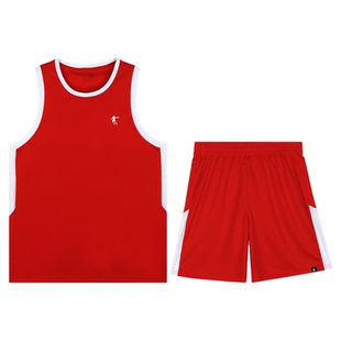 乔丹篮球服套装男红色背心短裤两件套大学生比赛训练团购定制球服