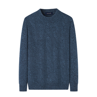 【430g绞花羊毛】庄吉男士羊毛衫2025秋冬新款圆领套头半高领毛衣