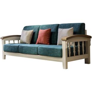 美式地中海实木沙发客厅家用韩式田园小户型三人U型布艺沙发组合