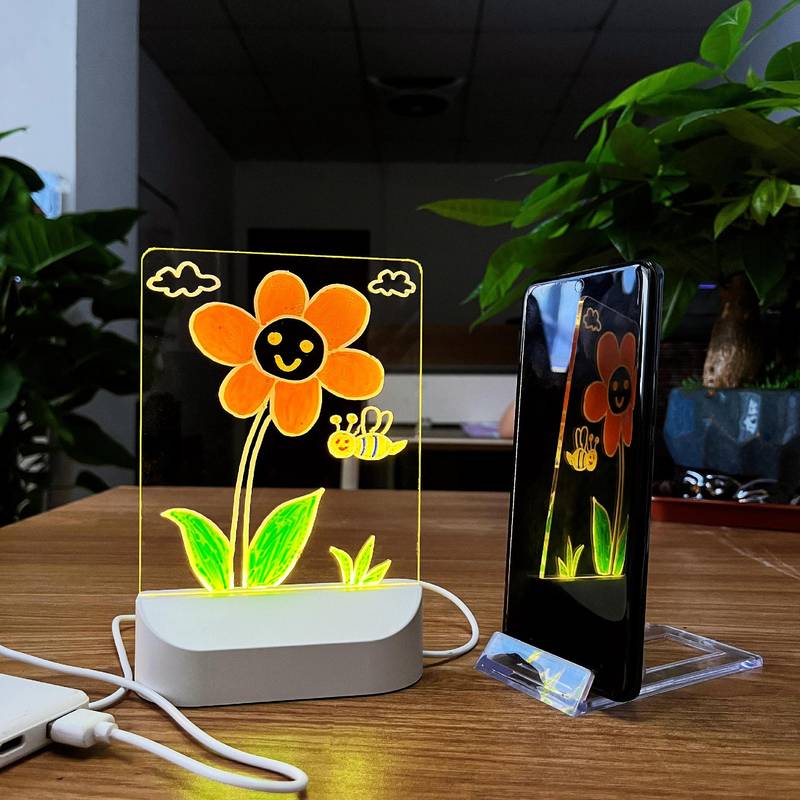 加硬亚克力diy儿童画板无尘灯材料手写板发光灯圣诞包装饰夜黑板