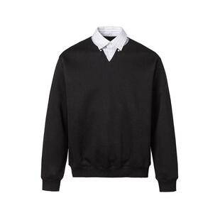 男道美式假两件衬衫领套头卫衣男2026春季boxy宽松休闲学院风上衣