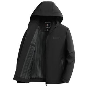 中老年男士夹克衫春秋季款爸爸外套防风休闲夹克爷爷可脱卸帽上衣