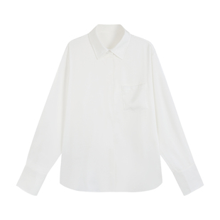 NEVA HU 高级感缎面长袖衬衫女新款宽松气质衬衣设计感小众上衣