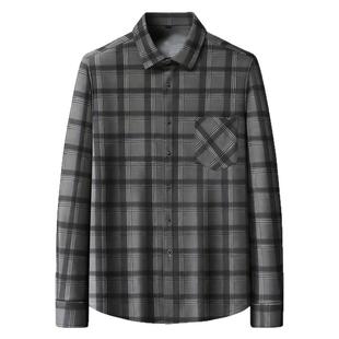 大码格子长袖衬衫男款加绒加厚保暖胖子肥佬冬季宽松休闲磨毛衬衣