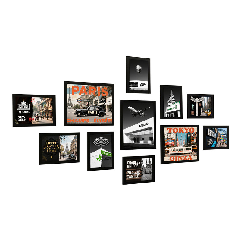 复古轻奢城市地标相框照片墙