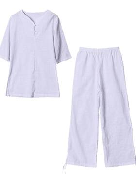 儿童白色套装亚麻瑜伽服
