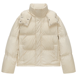 【季末折扣】欧时力 连帽立领短款羽绒服外套休闲感2025秋冬新品