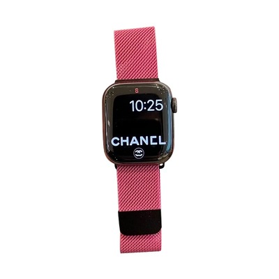 玫红黑扣米兰尼斯磁吸iwatch表带