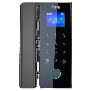 科密办公室玻璃门锁机械钥匙指纹密码锁双开单开公司商铺智能门锁