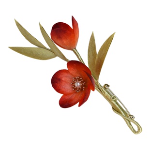 繁花入梦纯手工非遗绒花胸针红色梅花胸花女轻奢气质别针大衣配饰