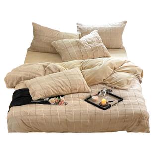 DAISYHOME布雷顿秋冬高端贵族风皮草加厚纯色牛奶绒兔毛四件套