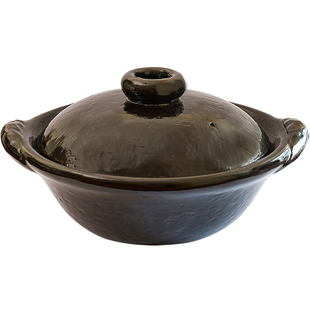 小葵川町屋 日本进口信乐烧六锅窑手作复古黑釉满釉土锅全釉汤锅