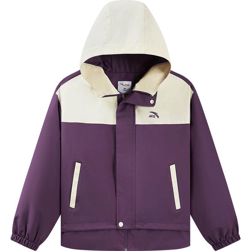 安踏儿童套装女童运动上衣2026年秋新款中大童防风连帽薄外套长裤