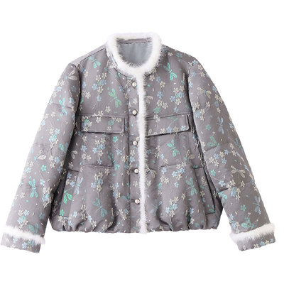 水貂毛拼接90绒羽绒服女短款爆款