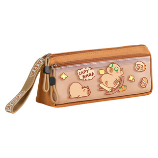 卡皮巴拉笔袋小学生高颜值文具盒女孩款男孩收纳文具袋一年级女简约笔盒儿童女生2025新款大容量铅笔盒铅笔袋