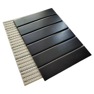 北欧白色黑色哑光长条形马赛克陶瓷砖卫生间阳台浴室厨房墙面地面