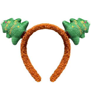 新款圣诞节羊羔毛发箍可爱圣诞麋鹿头箍儿童毛绒发饰节日头饰品
