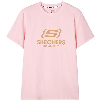 Skechers斯凯奇男女情侣同款针织T恤宽松显瘦短袖纯棉圆领打底衫