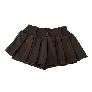 设计感时尚单排扣高腰显瘦毛呢百褶裙半身裙短裙a字裙女秋冬新款