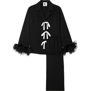 【折扣】SLEEPER女士羽毛边饰斜纹布睡衣套装