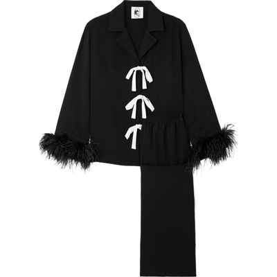 【折扣】SLEEPER女士羽毛边饰斜纹布睡衣套装