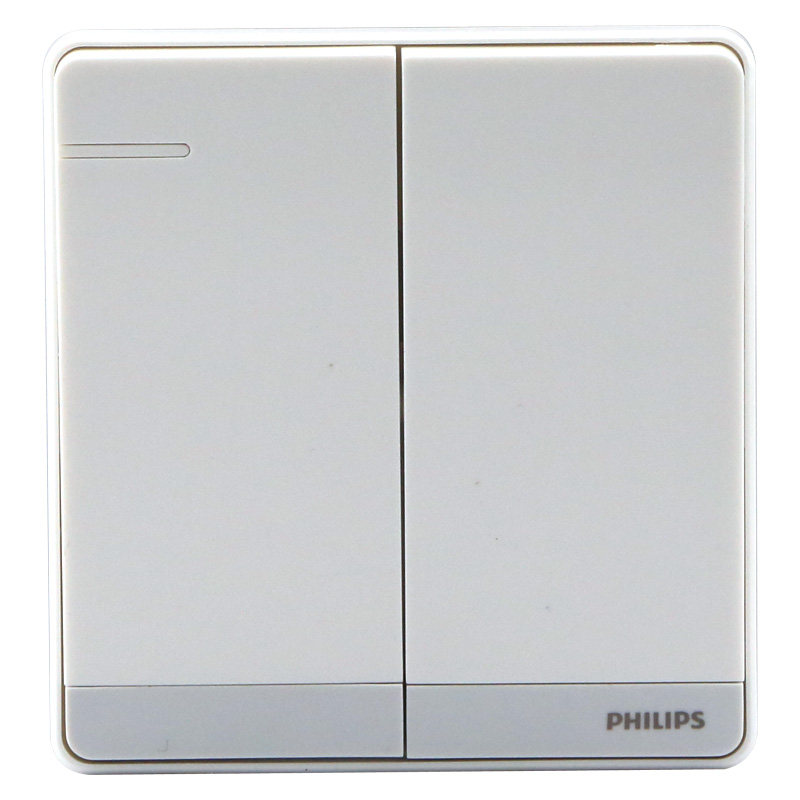 飞利浦philips飞逸白开关一开二开五孔16A开关带把插座三开电视脑