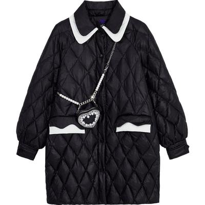 Oece中长款羽绒服冬装新款女复古学院风修身外套