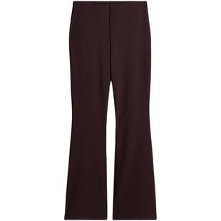 HM女装裤子冬季通勤高腰松紧酒红色喇叭打底裤休闲长裤1035873