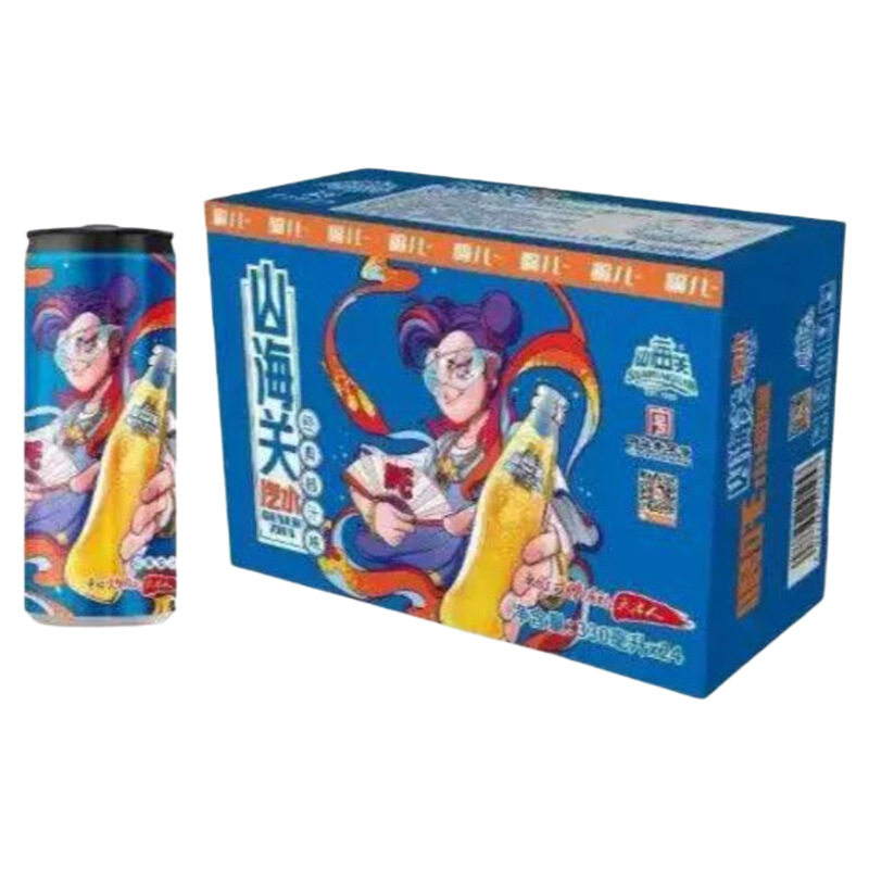 M山海关 桔汁汽水 330ml*12罐/24罐 碳酸饮料 气泡水 哪吒罐 饮品